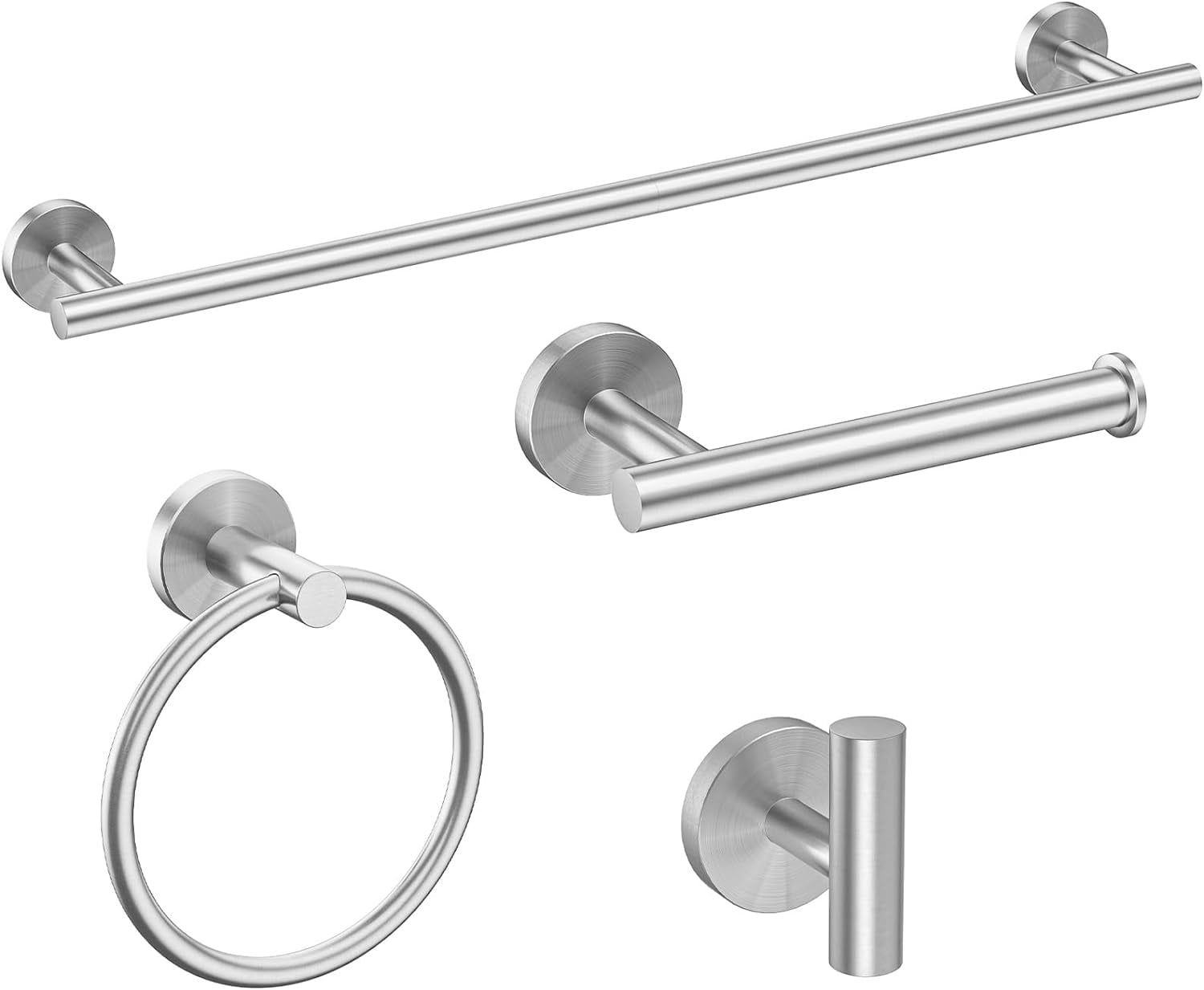 Brushed Nickel 24-Inch Stainless Steel Bathroom Hardware Set