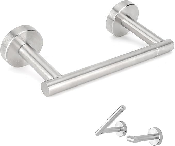 Brushed Nickel Double Post Pivoting Toilet Paper Holder Set