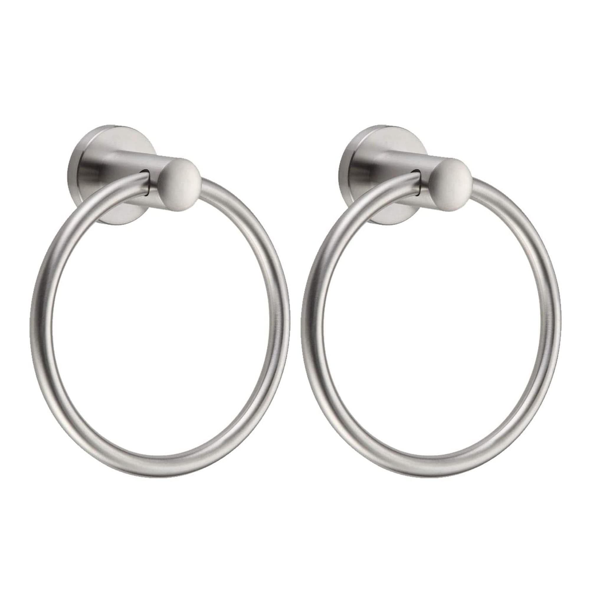 Brushed Nickel Circular Wall Mounted Towel Ring Set