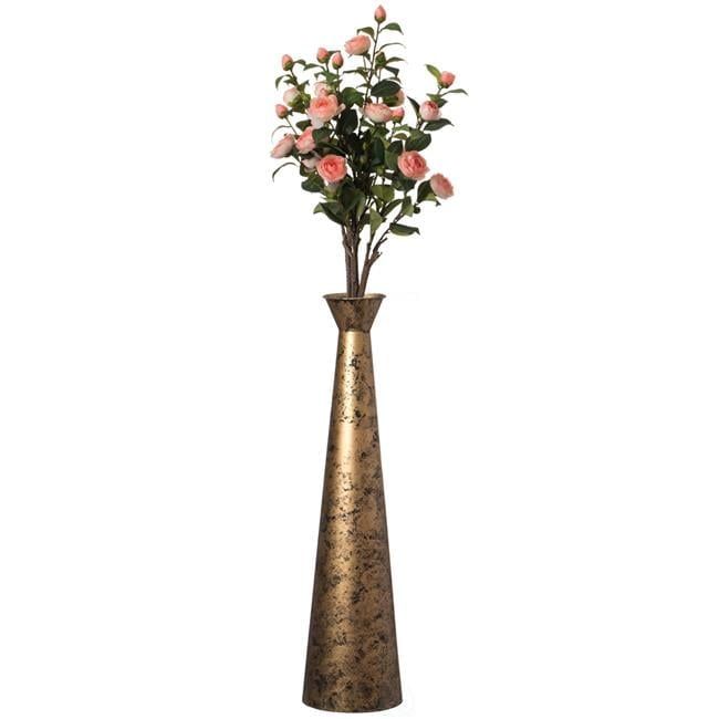 Large Gold Brushed Metal Decorative Floor Vase