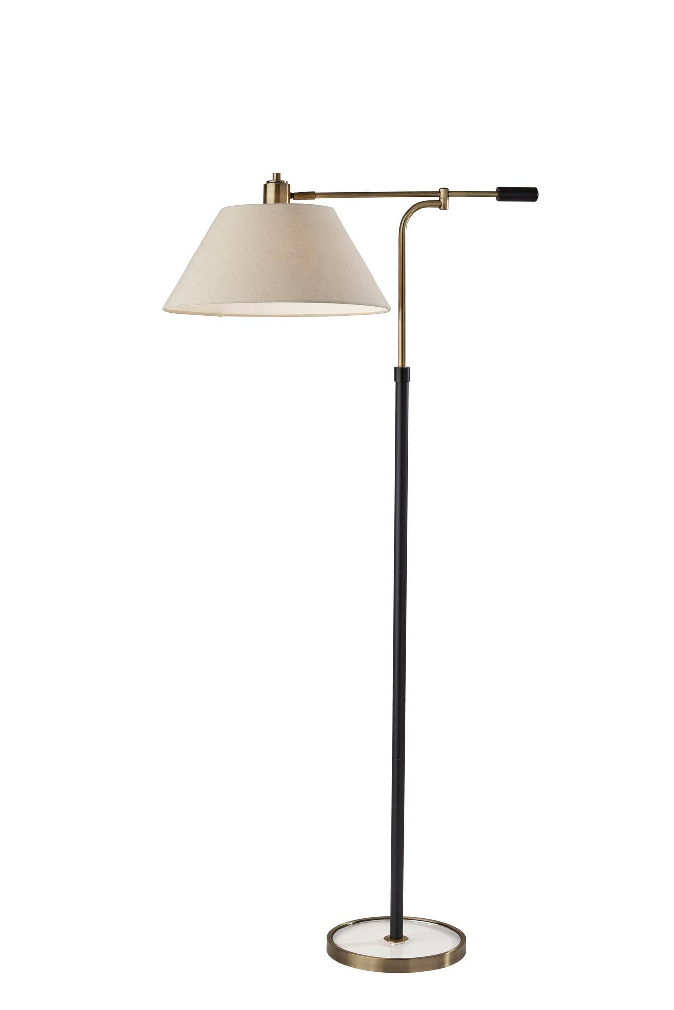 Bryson 61" Black and Antique Brass Adjustable Swing-Arm Floor Lamp