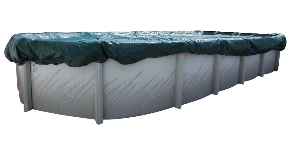 Green Oval Above-Ground Pool Winter Cover with Rip-Proof Technology