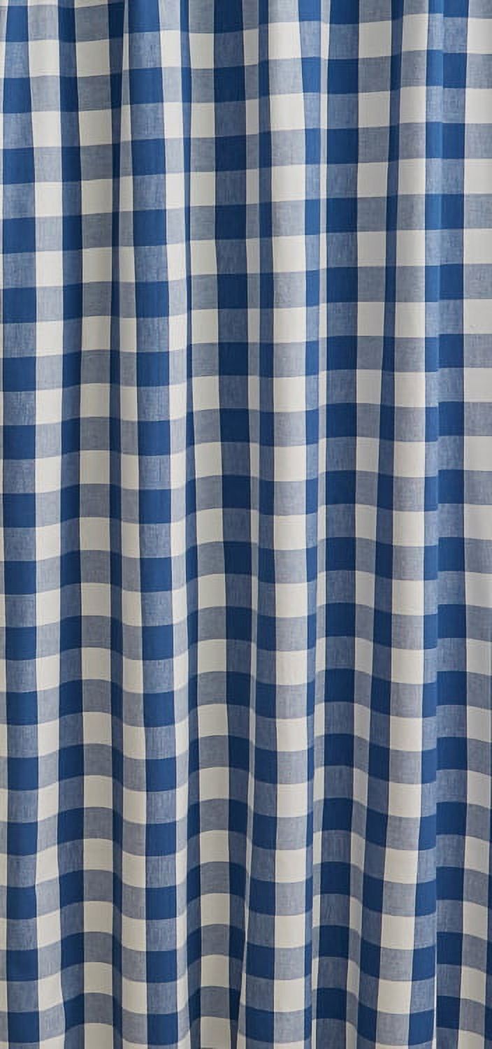 Blue and White Buffalo Check Fabric Shower Curtain