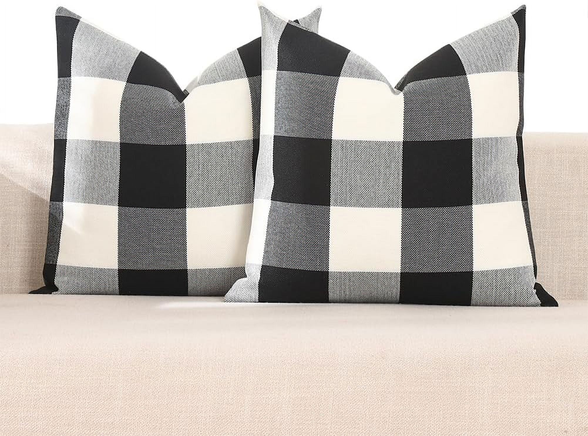 Black and White Buffalo Plaid Square Pillow Covers Set of 2