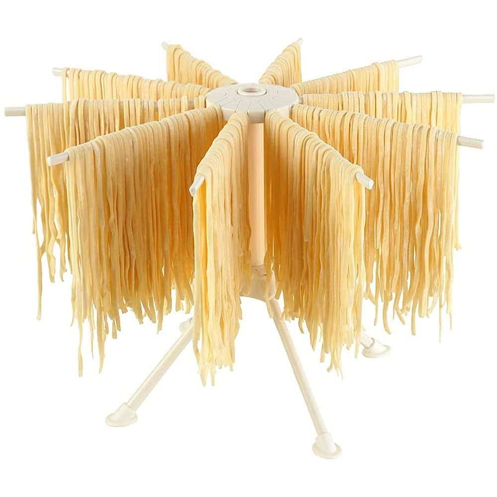 Collapsible White ABS Pasta Drying Rack with 10 Bar Handles