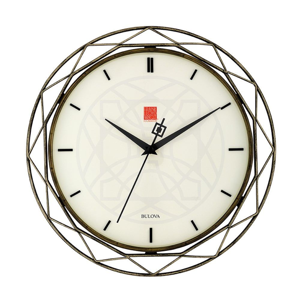 Bronze Frank Lloyd Wright Inspired 14-Inch Wall Clock