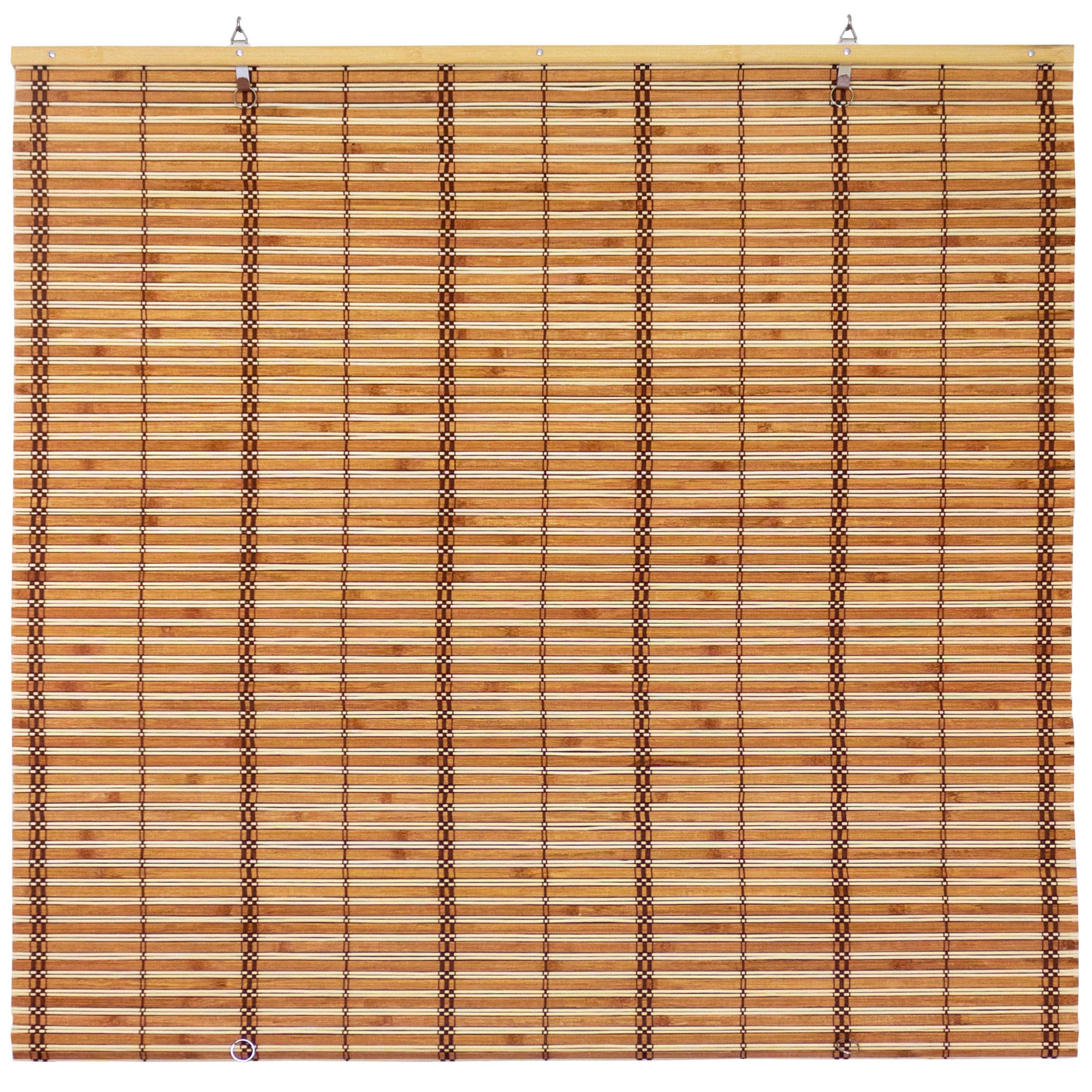 Burnt Bamboo Cordless Indoor Window Shade - Two-Tone Honey 24" W