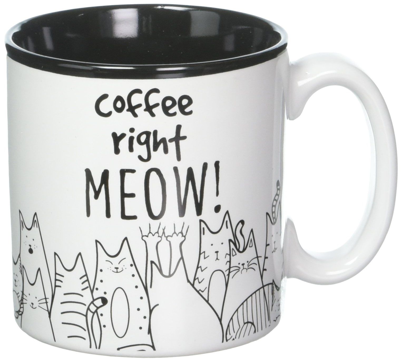 Black and White Ceramic Cat Lover's Mug, 13 oz