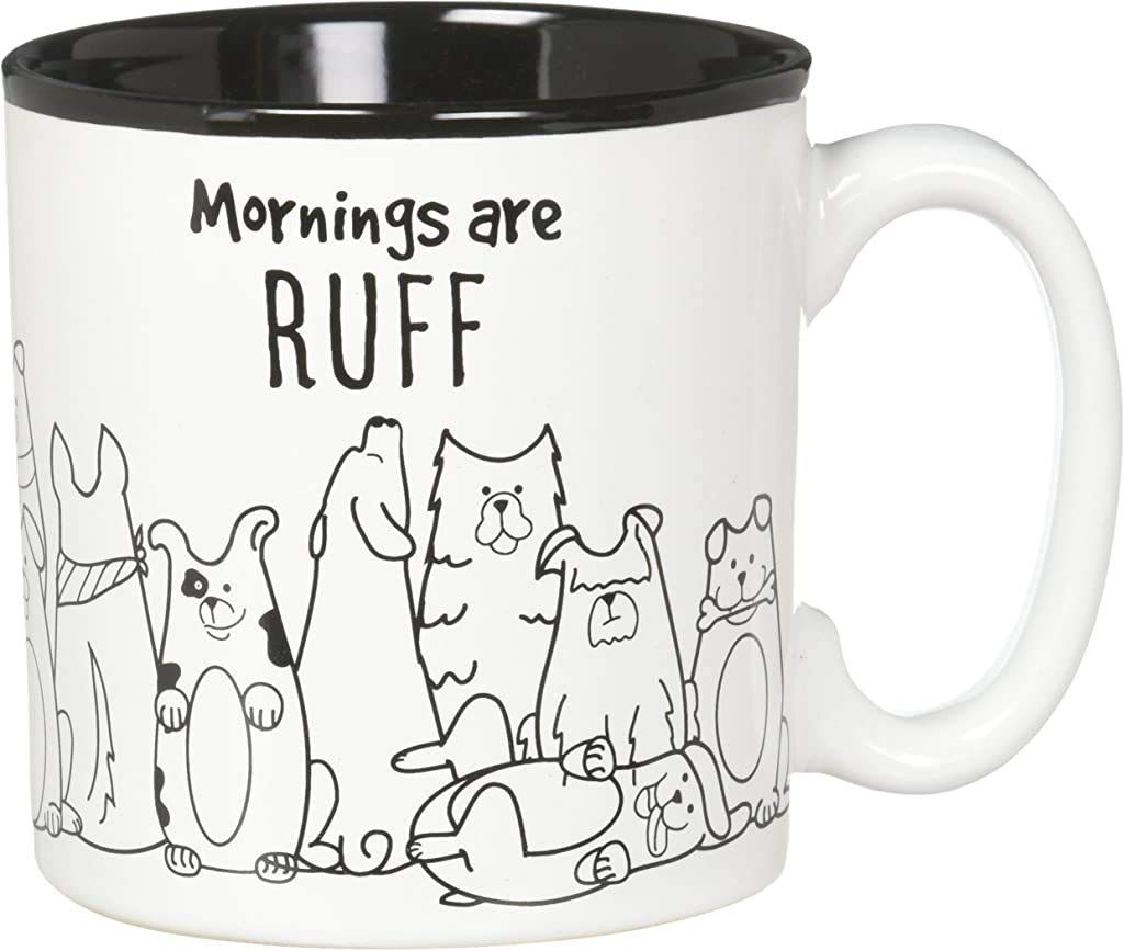 Mornings Are Ruff Black and White Ceramic Coffee Mug