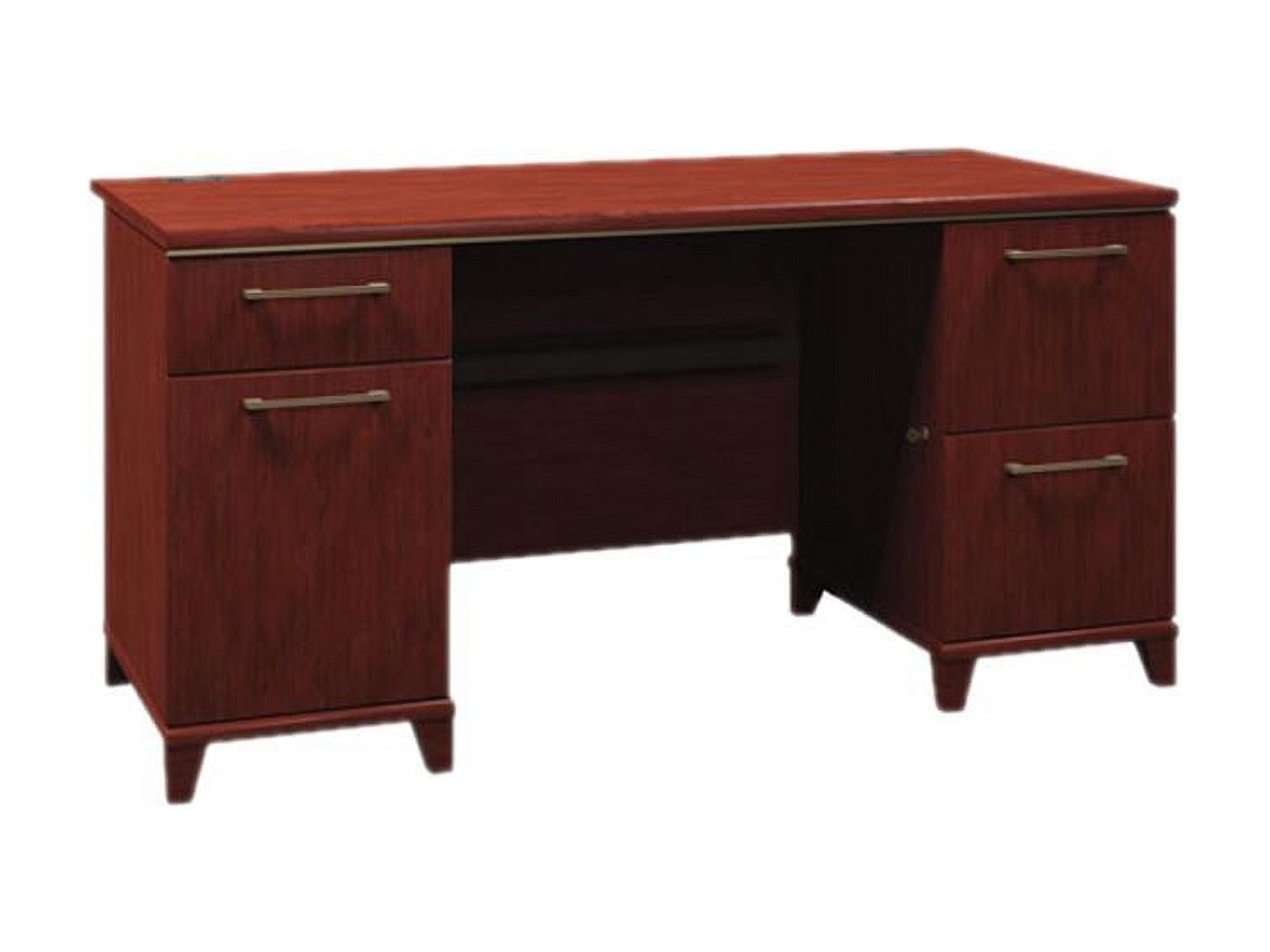 Harvest Cherry Executive Desk with Integrated Power and File Storage