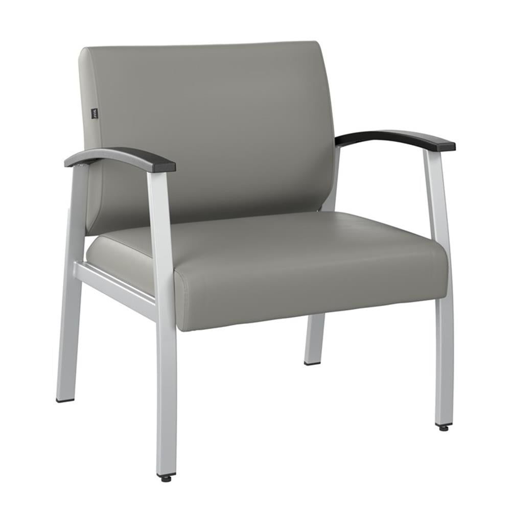 Light Gray Vinyl Bariatric Guest Chair with Metal Arms