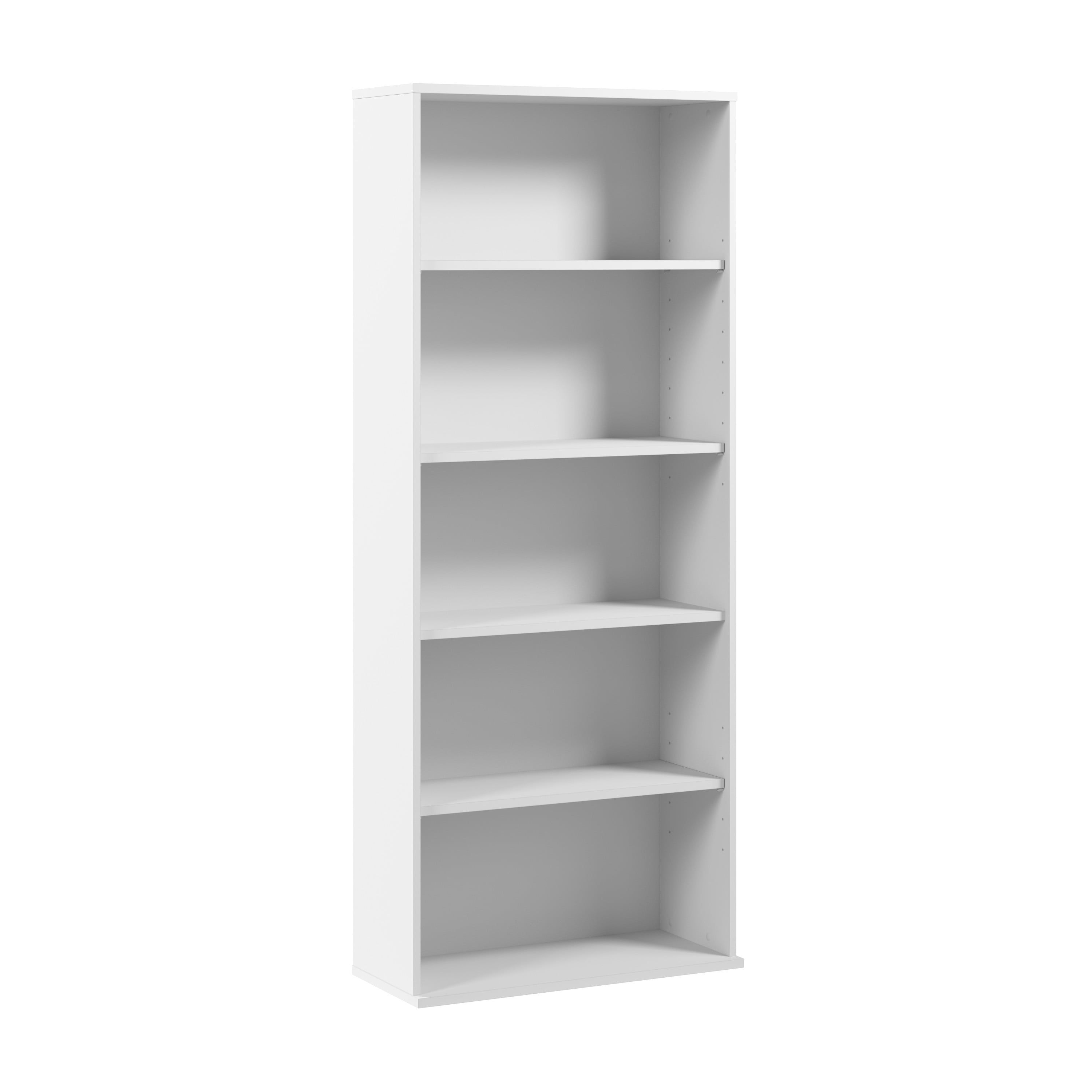 Tall Adjustable White MDF 5-Shelf Bookcase
