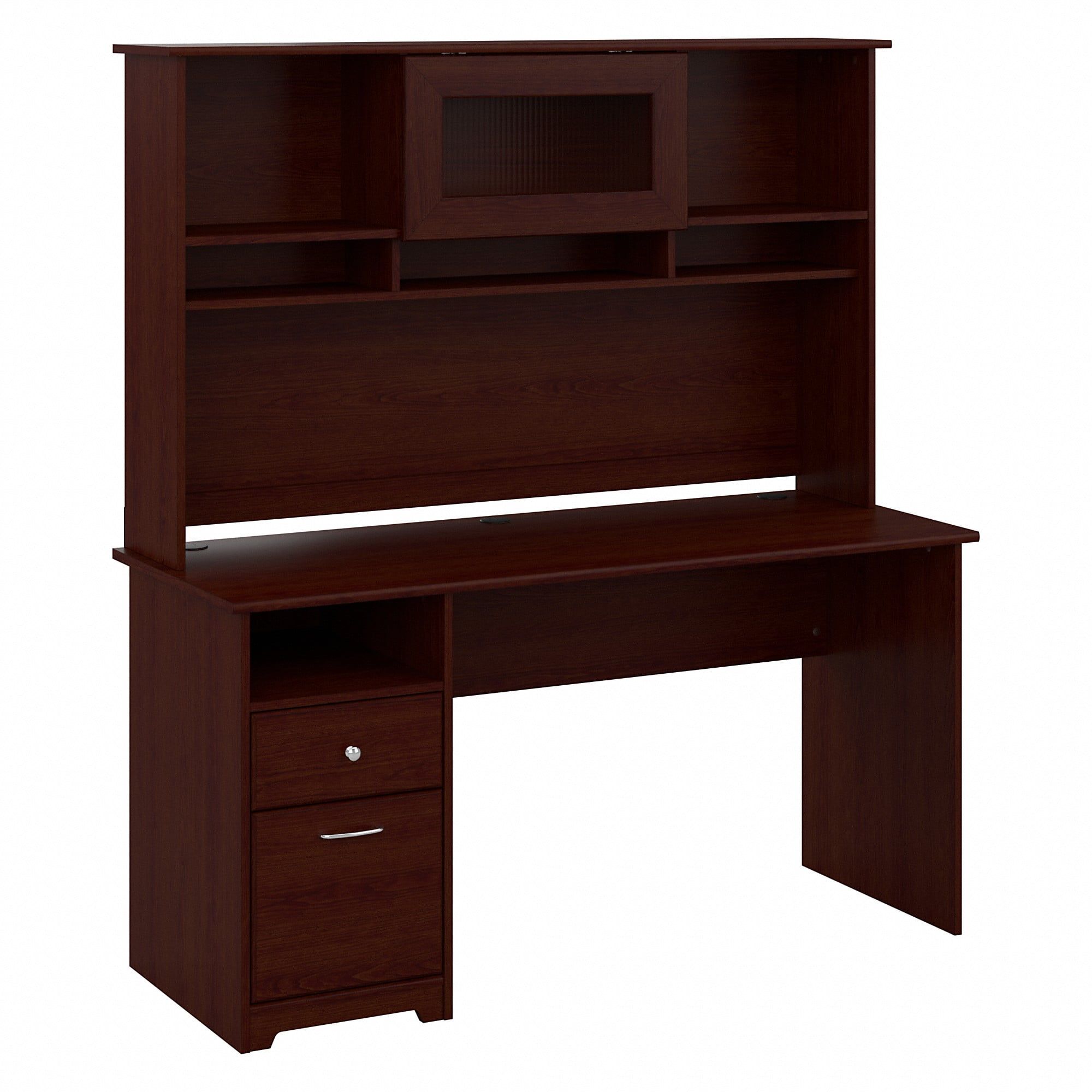Espresso Oak Transitional 60" Desk with Hutch and Drawers