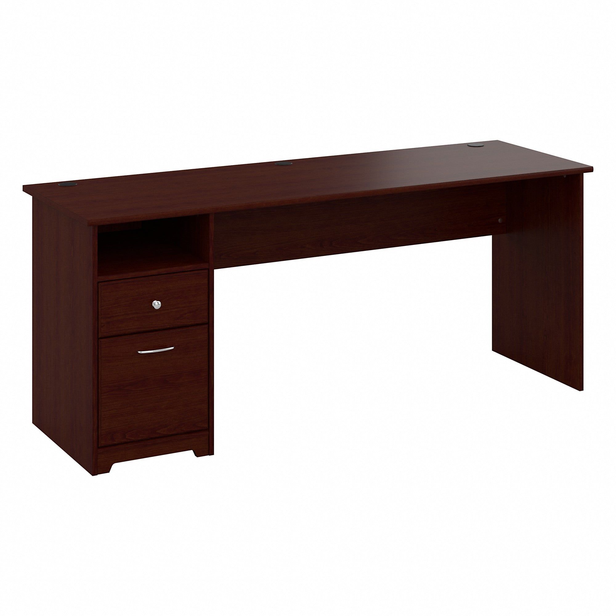 Transitional Harvest Cherry 72" Home Office Desk with Filing Cabinet