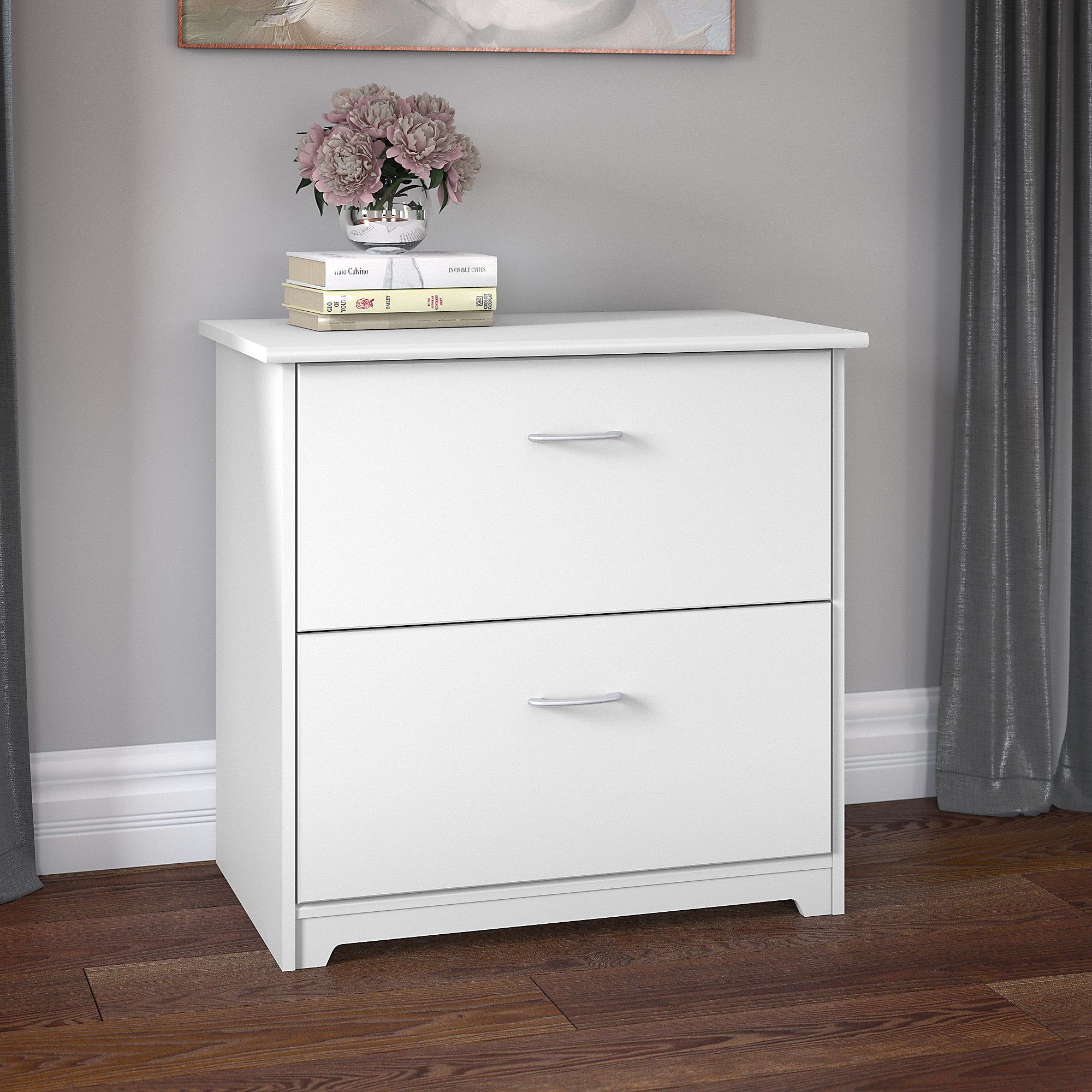 White Wood Composite 2-Drawer Lockable Lateral Filing Cabinet