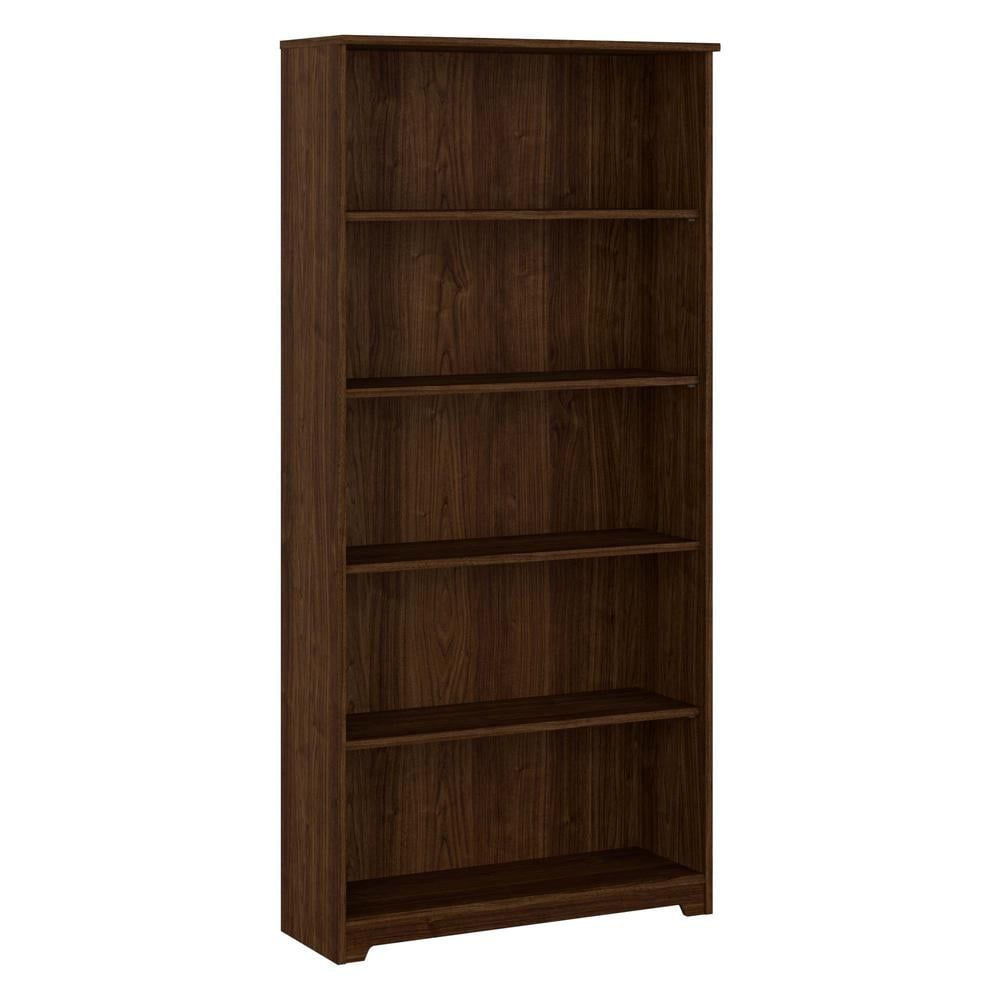 Adjustable Modern Walnut 5-Shelf Floor-Standing Bookcase