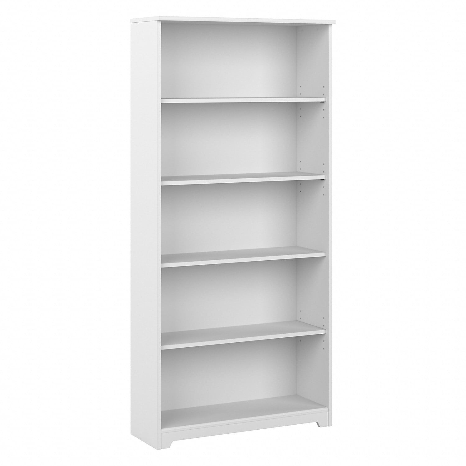 Cabot Tall 5-Shelf Adjustable White Bookcase Organizer