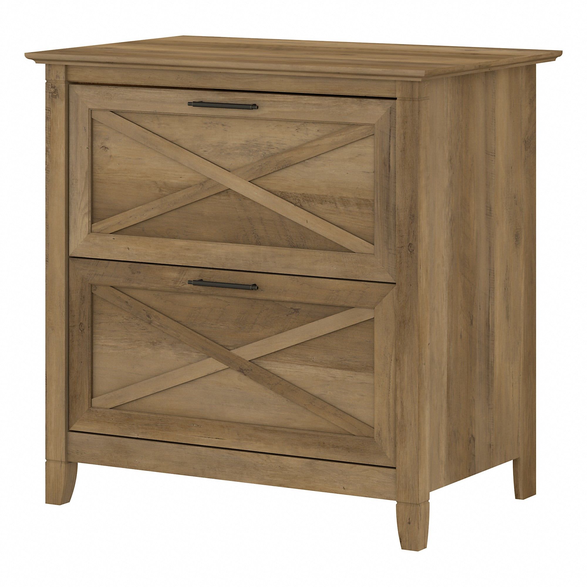 Reclaimed Pine 2-Drawer Lateral Filing Cabinet with X Pattern