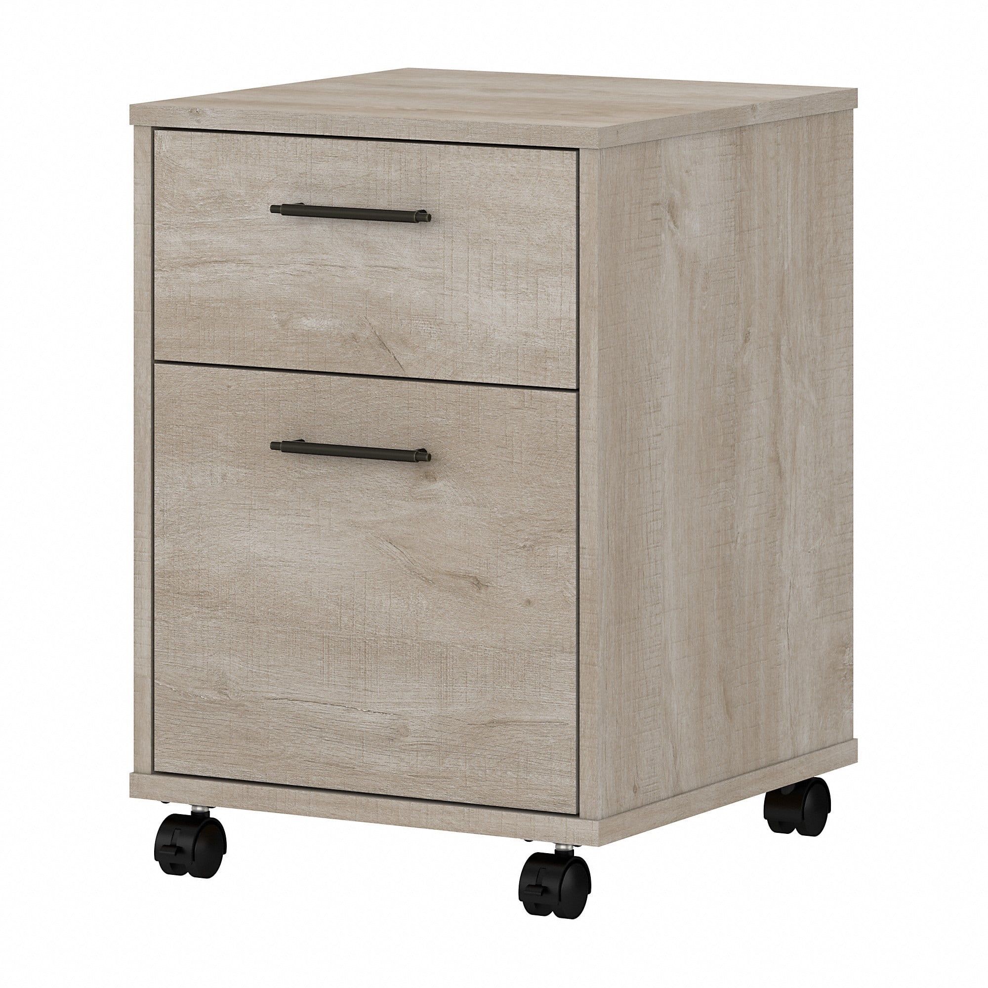 Transitional Gray 2-Drawer Lockable Mobile Pedestal