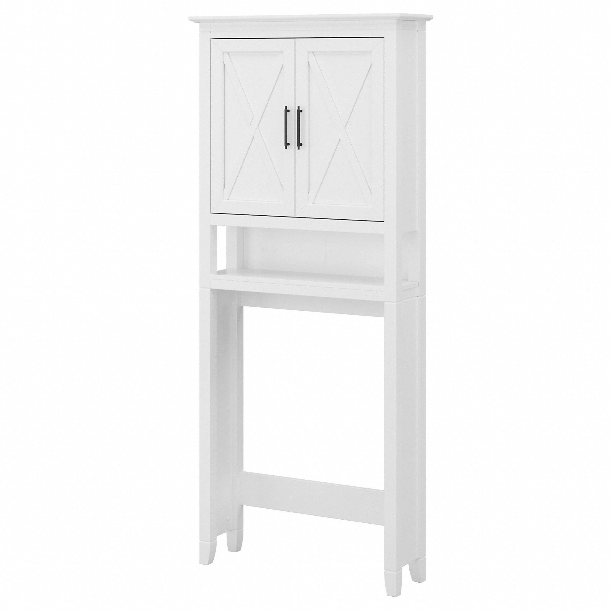 White Ash Farmhouse Over-The-Toilet Storage Cabinet with Adjustable Shelving