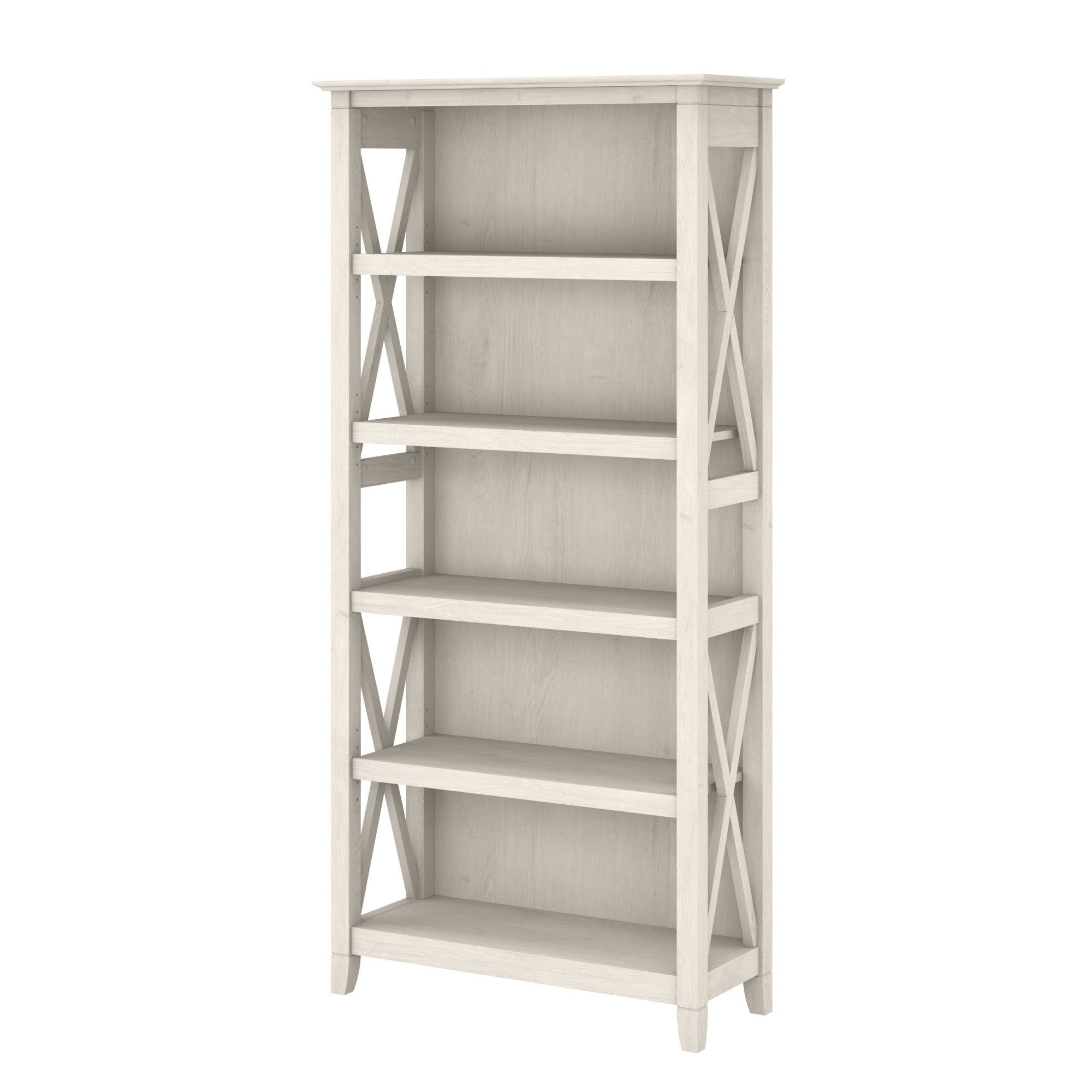 Linen White Oak Adjustable 5-Shelf Casual Bookcase