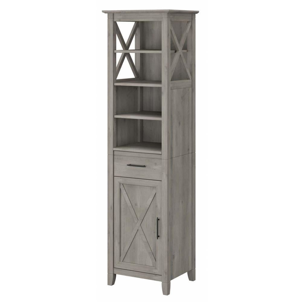 Driftwood Gray Tall Storage Cabinet with Adjustable Shelving