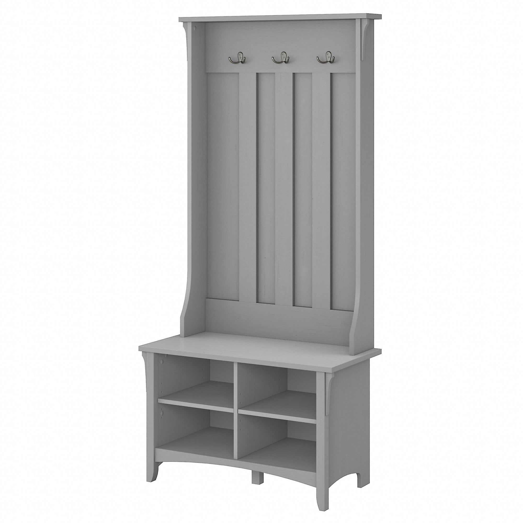 Cape Cod Gray Hall Tree with Storage Bench and Hooks