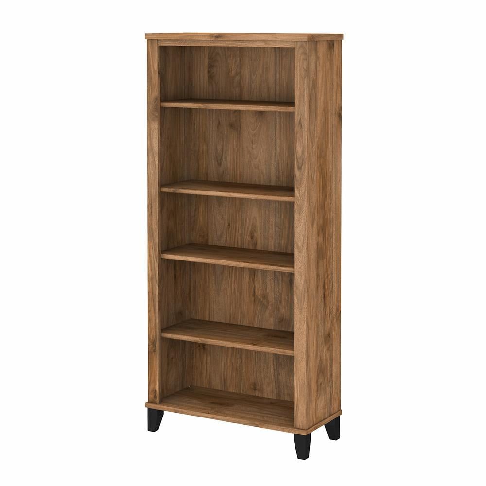 Somerset Fresh Walnut Adjustable 5-Shelf Transitional Bookcase