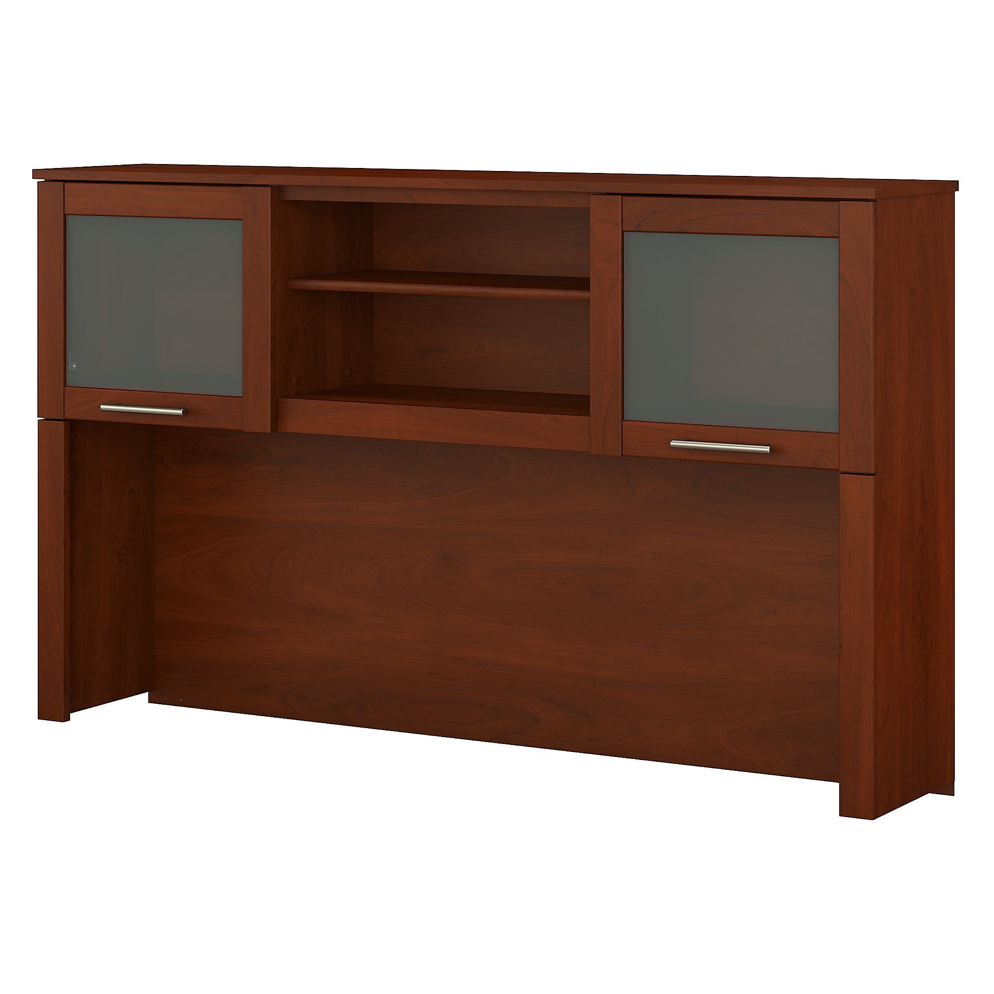 Hansen Cherry 60-Inch Desk Hutch with Frosted Glass Doors