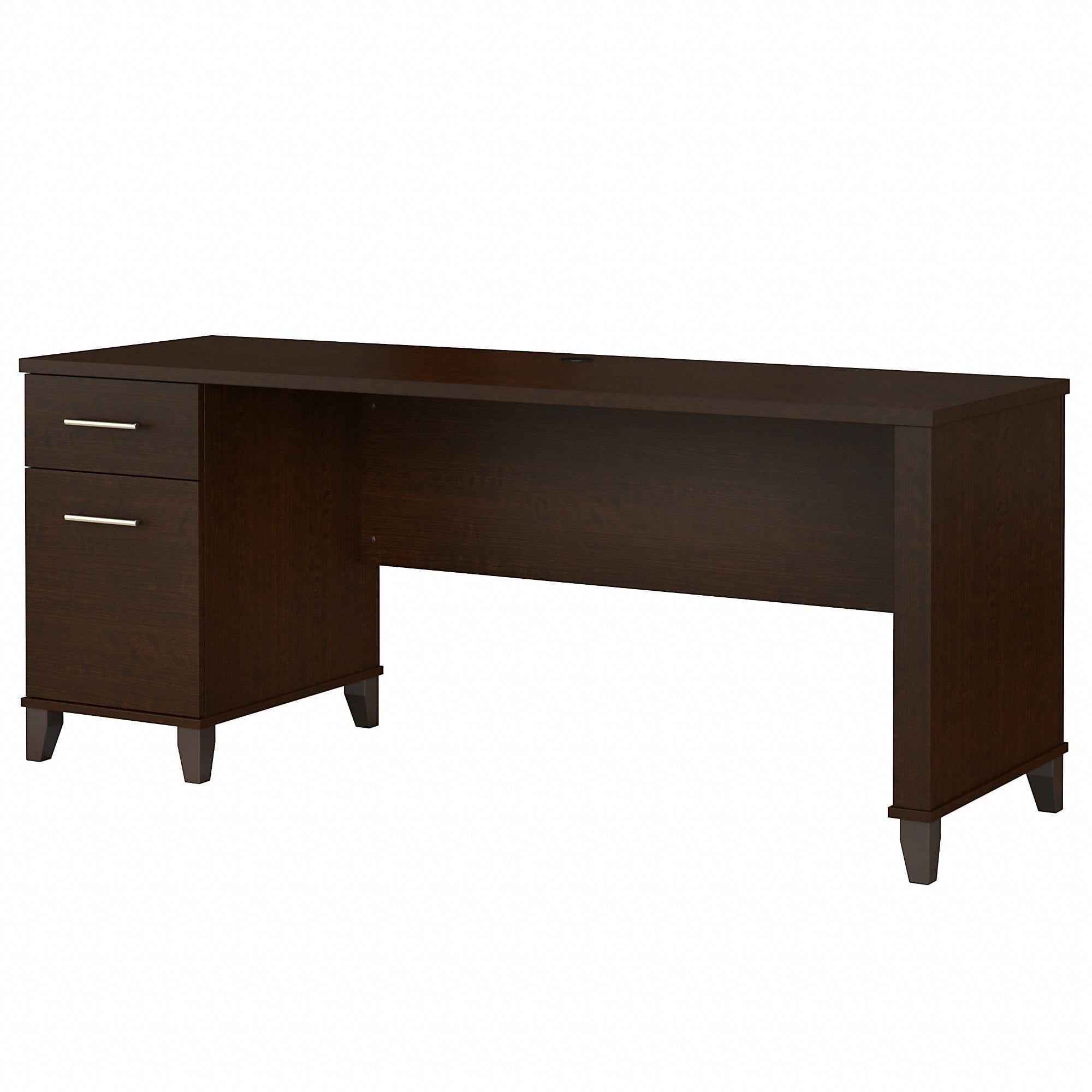 Somerset 72" Mocha Cherry Executive Desk with Adjustable Height and Filing Cabinet