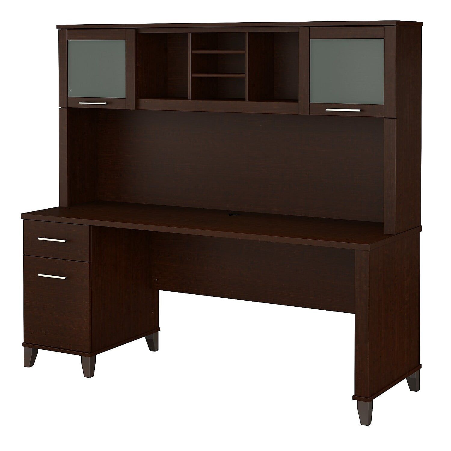 Somerset 71'' Gray Wood Office Desk with Hutch & Adjustable Shelves