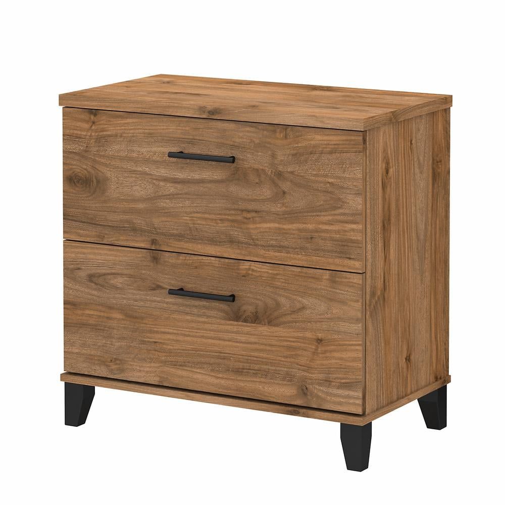 Transitional Fresh Walnut Laminated 2-Drawer Lateral File Cabinet