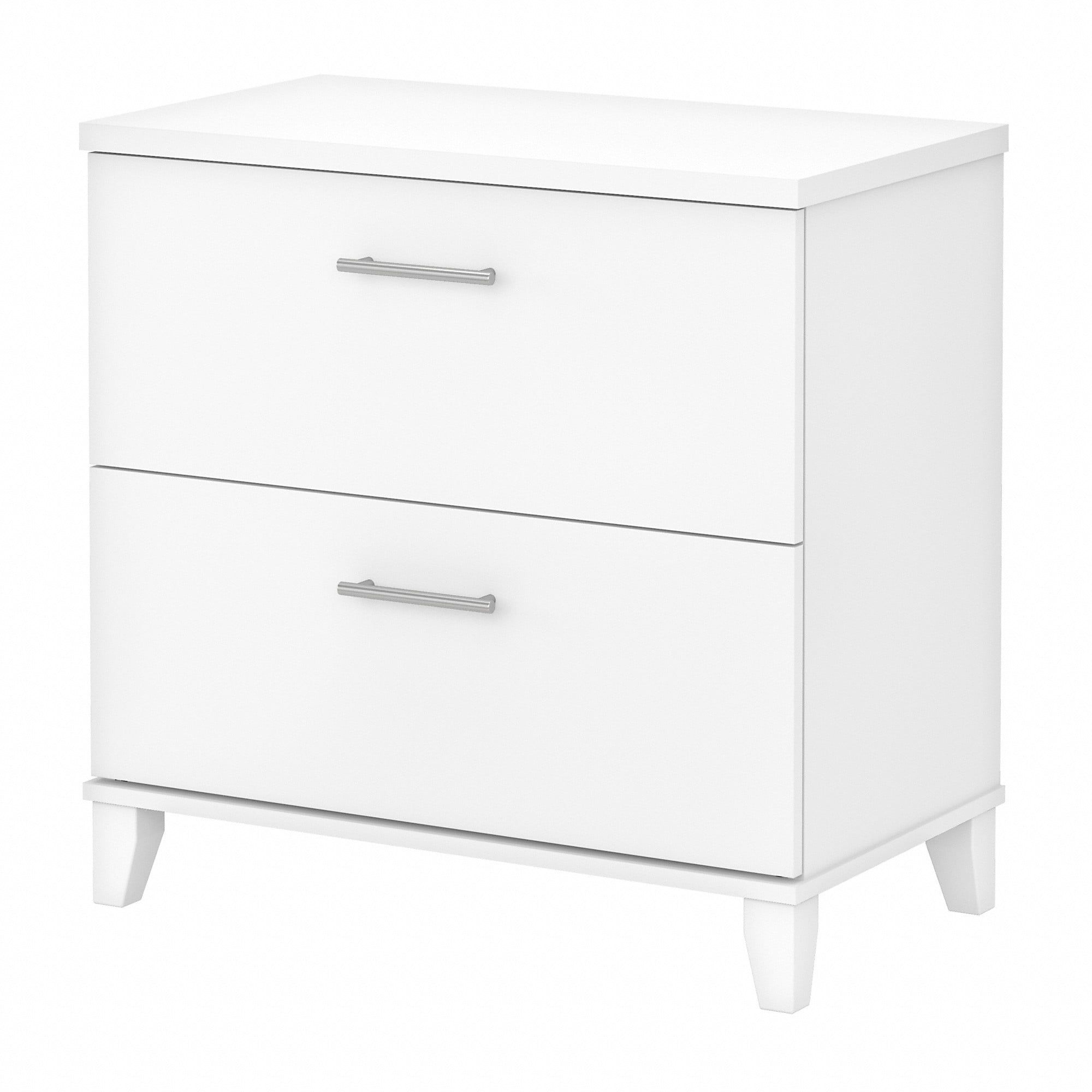 White Transitional 2-Drawer Mobile Lateral Filing Cabinet