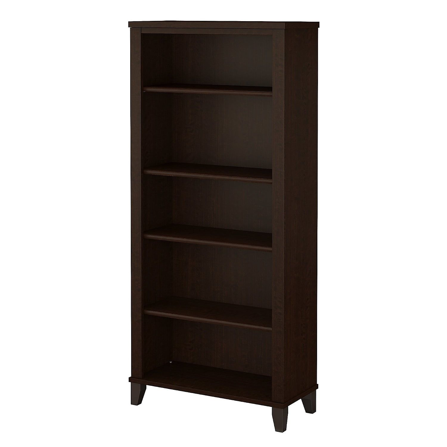 Mocha Cherry Adjustable Wood 5-Shelf Tall Bookcase