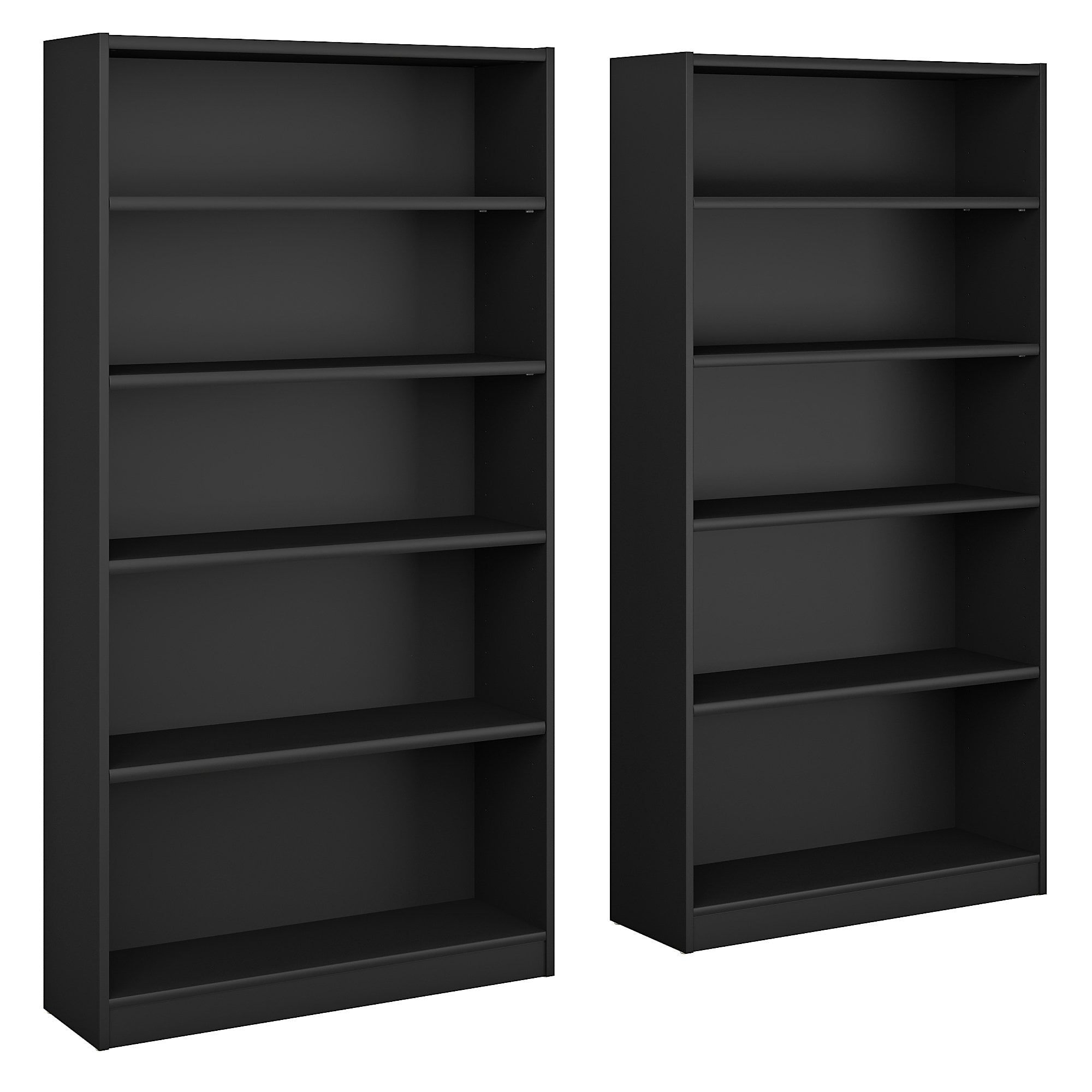 Classic Black Adjustable Tall 5-Shelf Bookcase Set