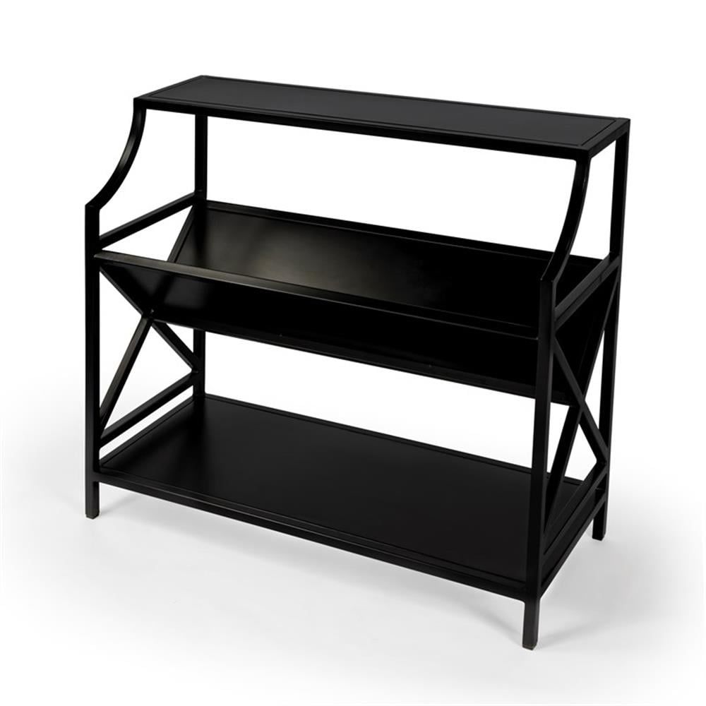 Keats 36" Black Iron 2-Tier Library Bookcase