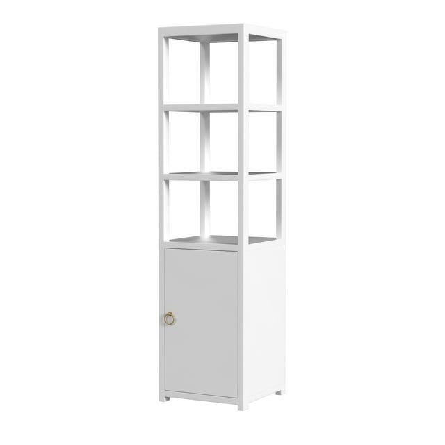 White Adjustable Traditional Bookcase with Doors