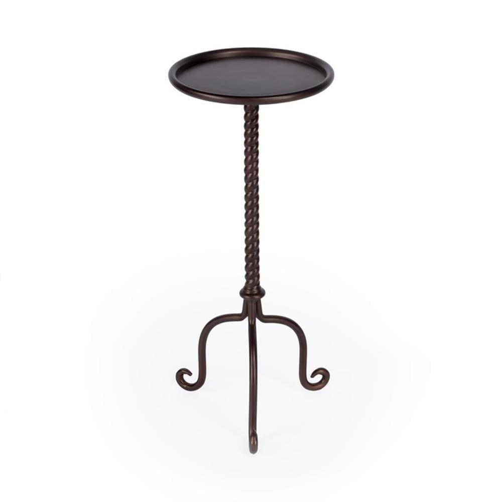 Alma Round Metal Pedestal Side Table in Metalworks Finish