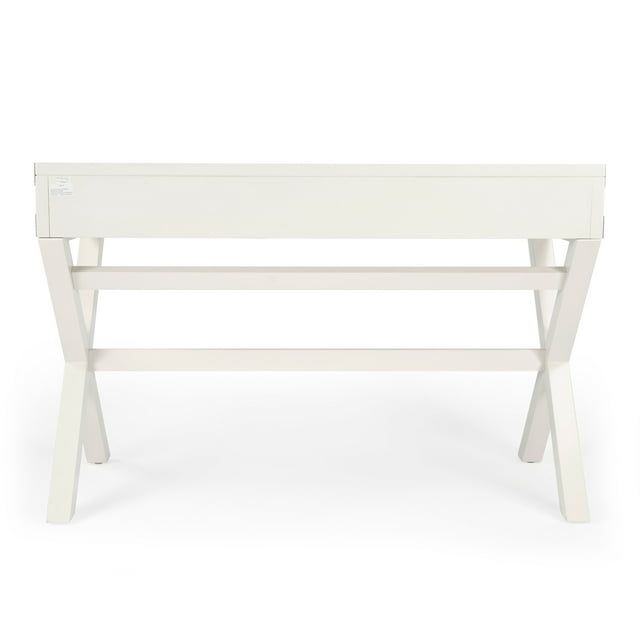 Modern White Campaign-Style Writing Desk with Drawers