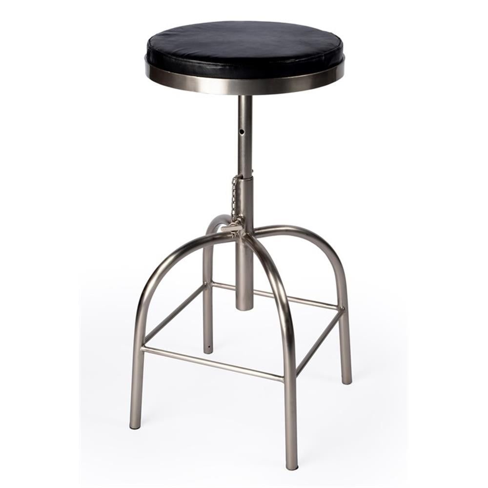 Clyde Minimalist Black Leather Adjustable Bar Stool