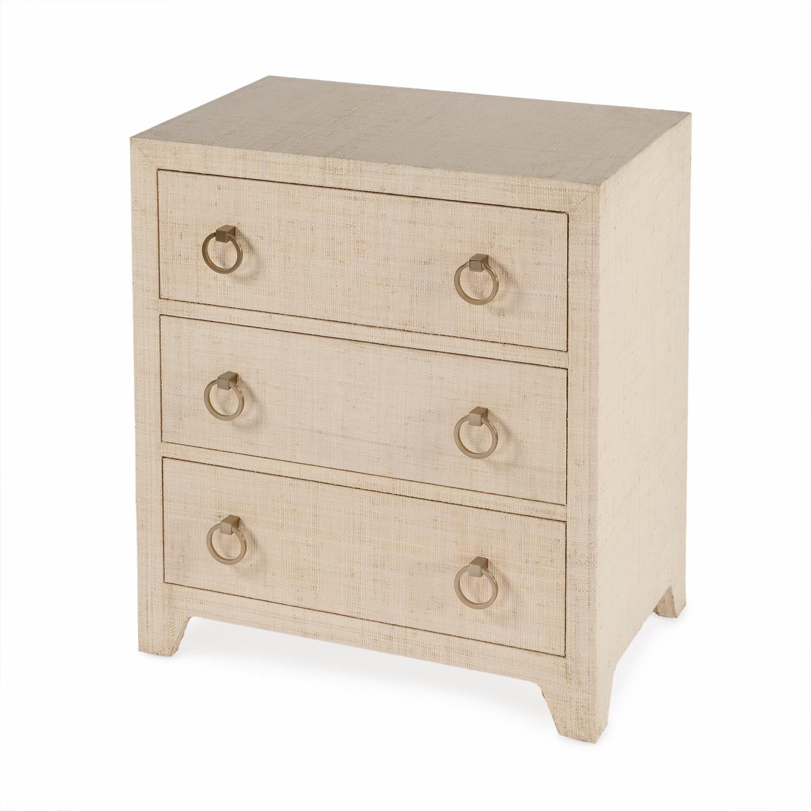 Bar Harbor Hand-Woven Natural Raffia 3-Drawer Chest