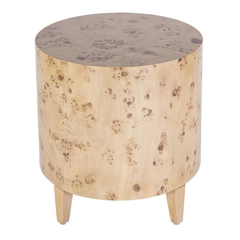 Billie Light Brown Round Burl Wood End Table