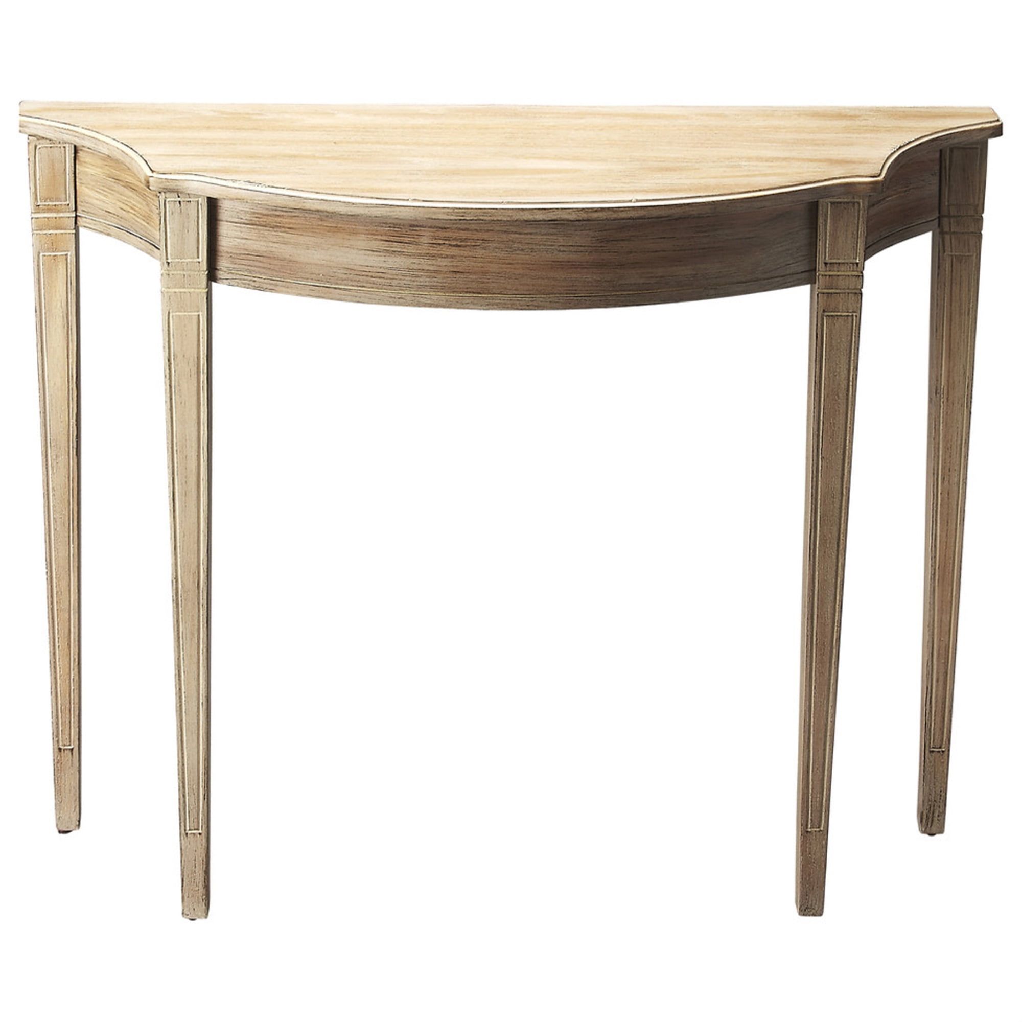 Driftwood Demilune Console Table with Tapered Legs