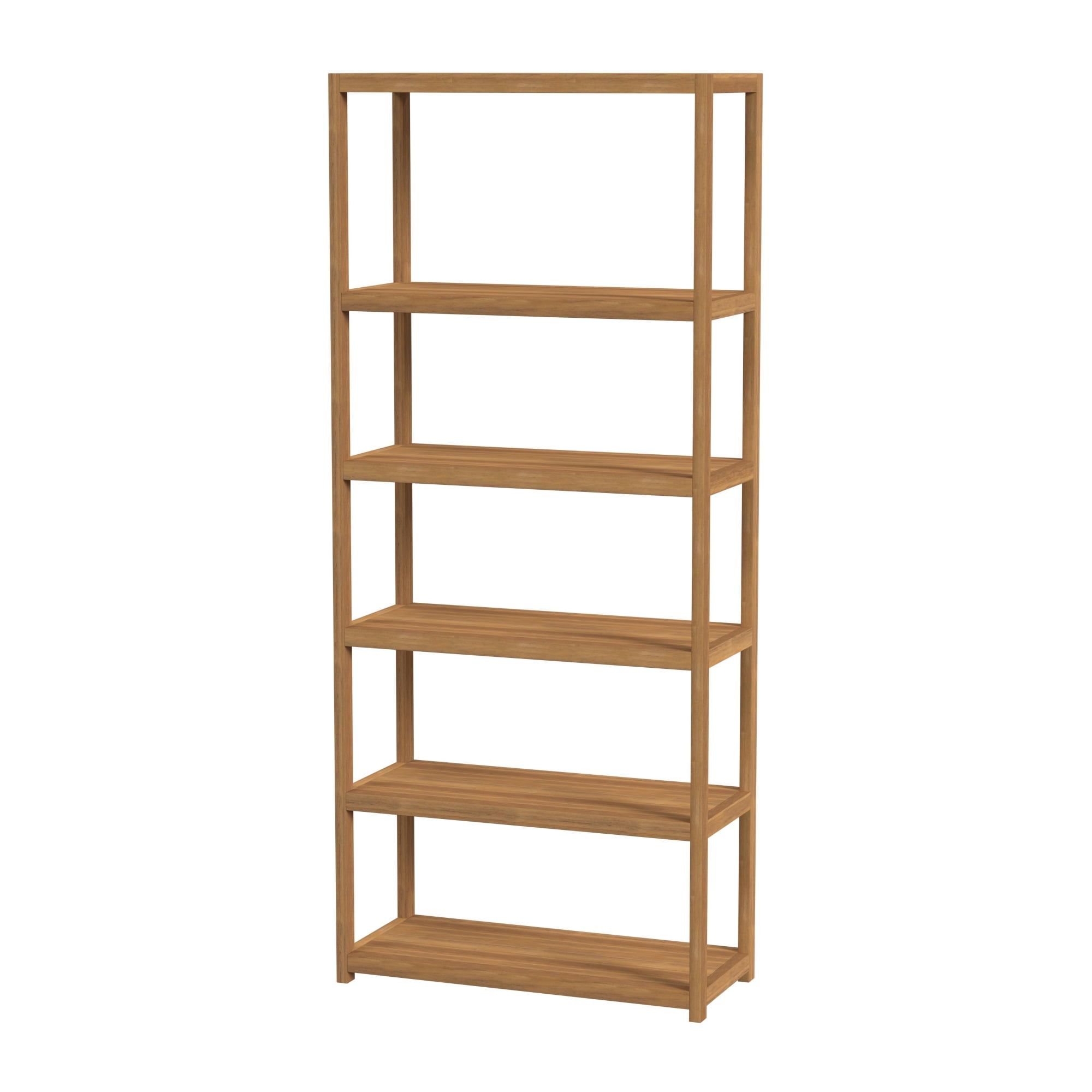 Lark Light Brown 5-Tier Solid Wood Etagere Bookcase