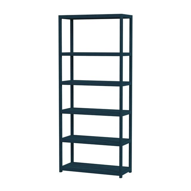 Navy Blue Wood 5-Tier Etagere Bookcase