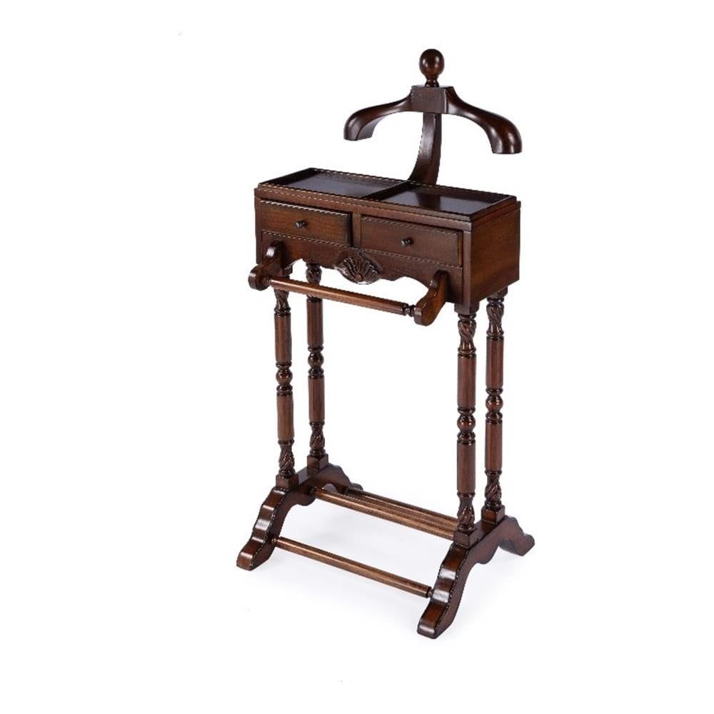 Antique Cherry Wood Valet Stand with Drawers