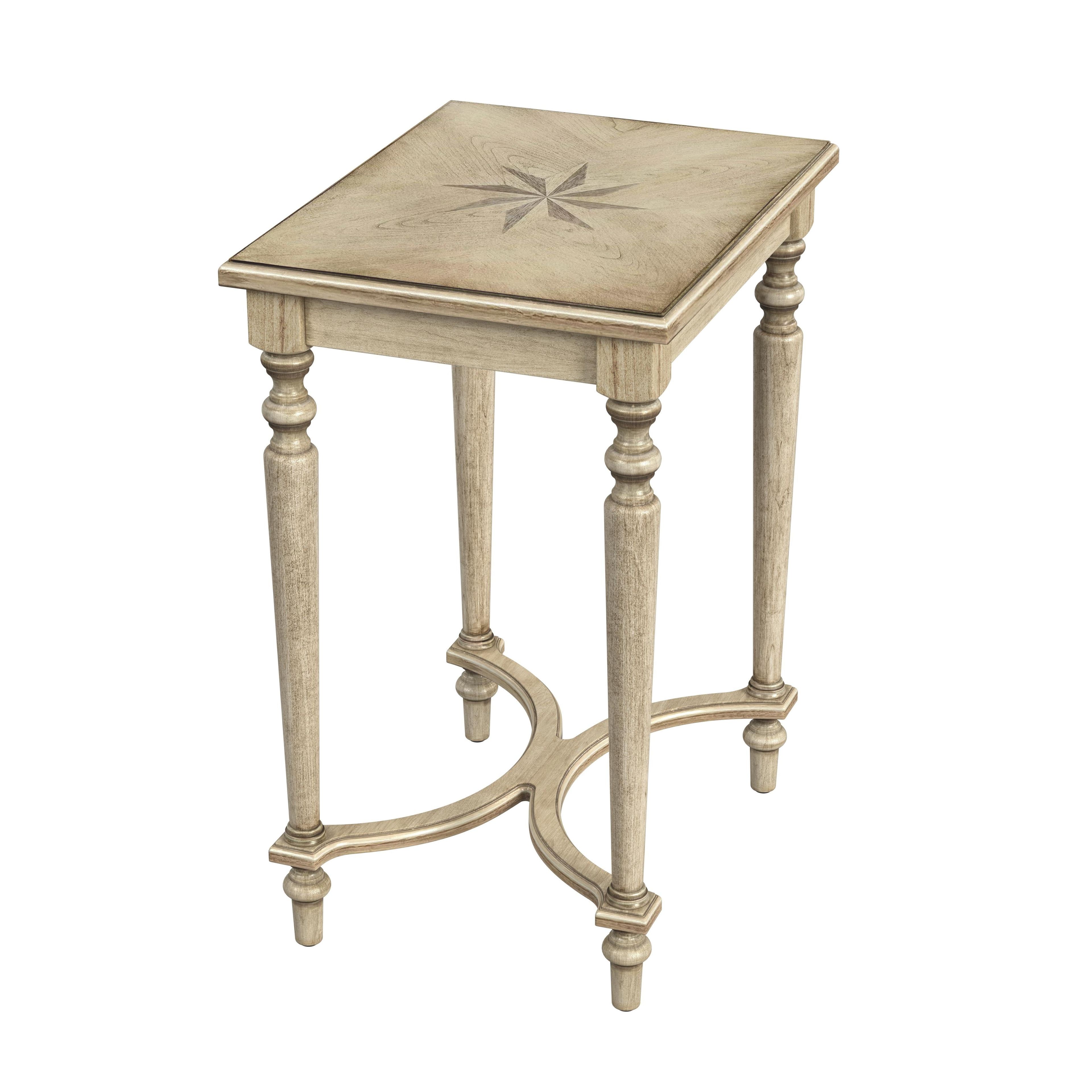 Tyler Beige Rectangular Solid Wood Inlay Accent Table