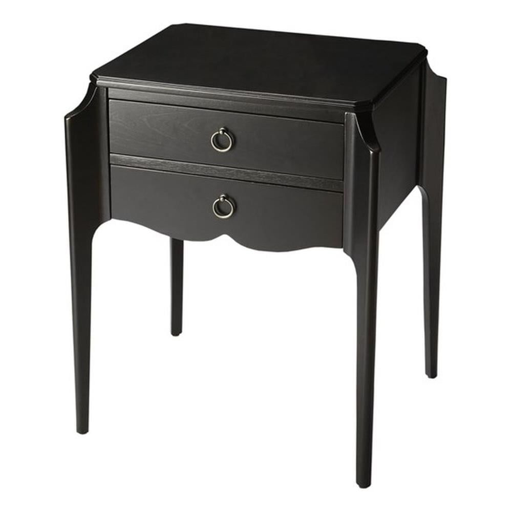 Black Licorice Wood Nightstand with Storage Drawers