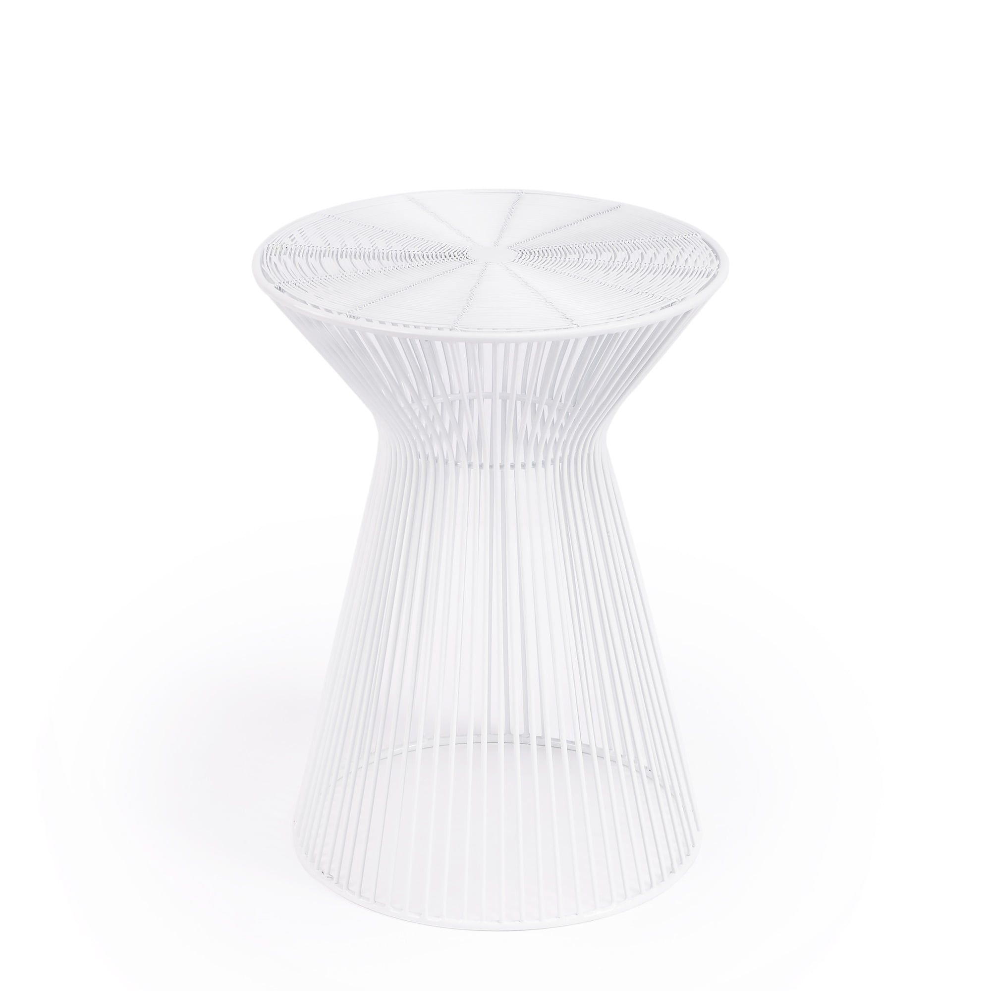 Silhouette Round White Metal and Wood Accent Table