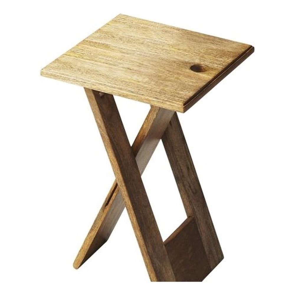 Natural Mango and Acacia Wood Folding Side Table